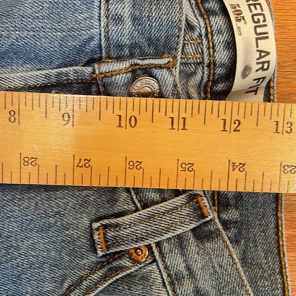 Levi’s 505 Regular Fit 34 x 32 Blue Jeans zip fly Pockets - Picture 11 of 14